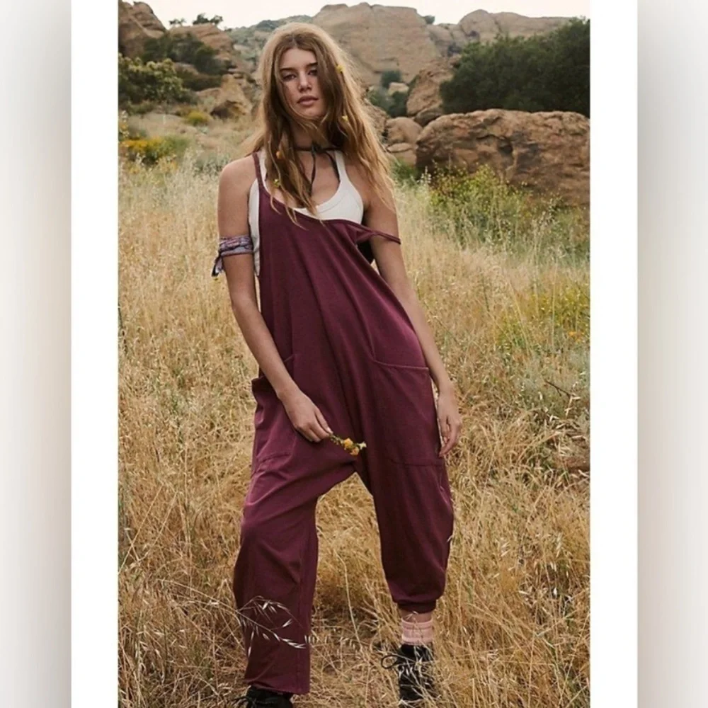 New Free People Movement Hot Shot Onesie in Pomegranate Red Berry XS